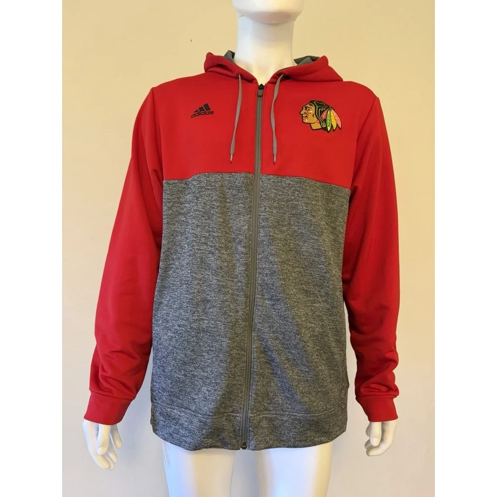 adidas Chicago Blackhawks NHL Red Gray Hoodie Men's Size L